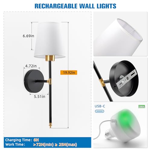 19.9 inch Battery Operated Wall Sconce Set of 2 (2 Count)
