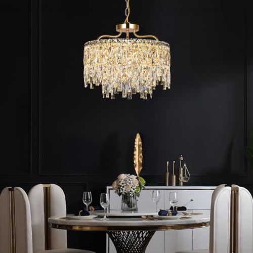 Modern 18" 6 Lights Modern Gold Crystal Chandeliers for Dining Room