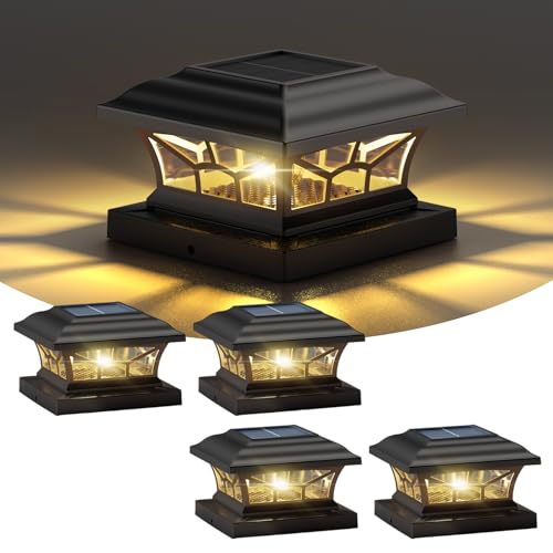 4 Pack Solar Post Cap Lights Outdoor Waterproof