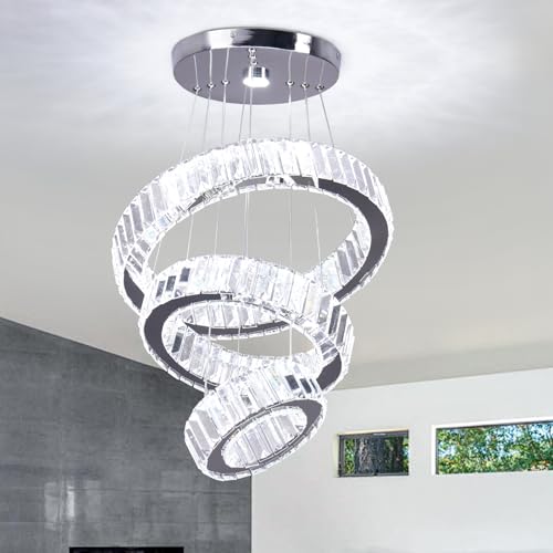 3 Ring Crystal Chandelier Ceiling Light