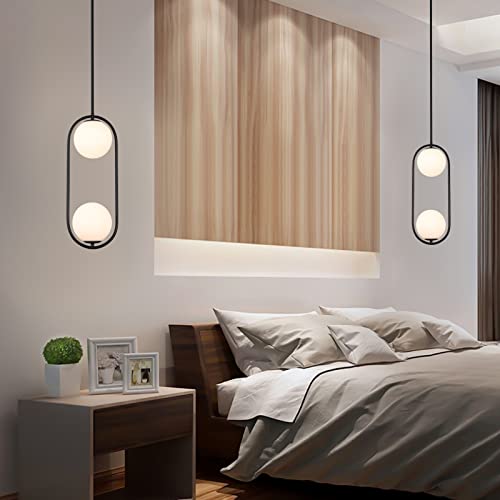 Modern 2 Light Pendant Light Kitchen Island Globe Glass Lampshade