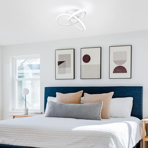 Hallway Light Fixtures 6000K Cool White Modern Led Ceiling Light Fixtures Close to Ceiling Light for Hallway Kitchen Bedroom Bathroom Curved Design Ceiling Lamps