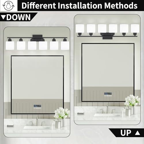 6 Light Black Vanity Lights for Bathroom
