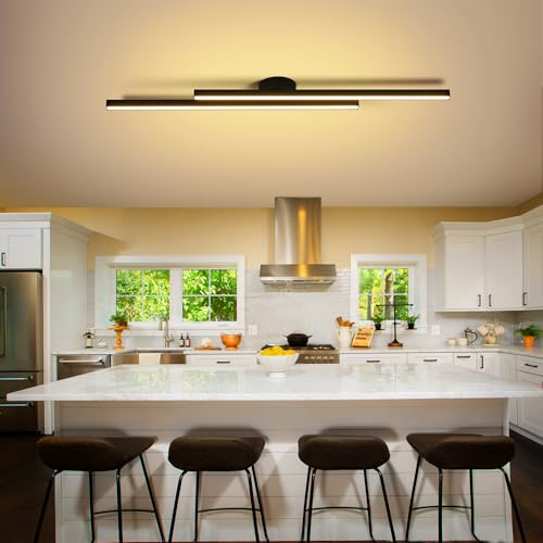Black Modern LED Ceiling Light Fixtures with Remote