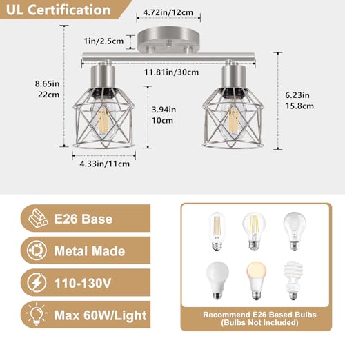 2 Light Brushed Nickel Semi Flush Mount Ceiling Light