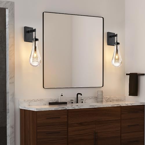 Raindrop Wall Sconces Black Sconces Wall Decor Modern Wall Lighting Glass Bathroom Sconces Indoor Vanity Light Wall Lamp for Bedroom Living Room Stair