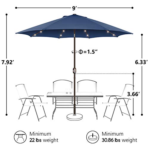 9ft Patio Umbrella with Solar Lights
