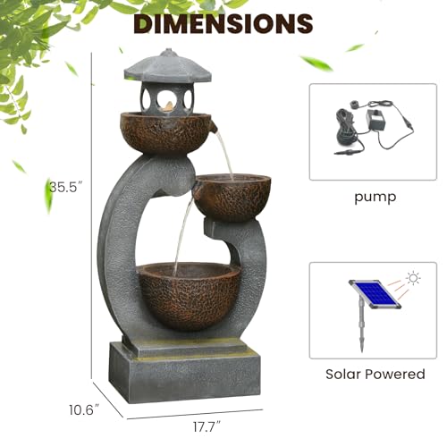 35.5" H Solar Water Fountain Outdoor Garden 3