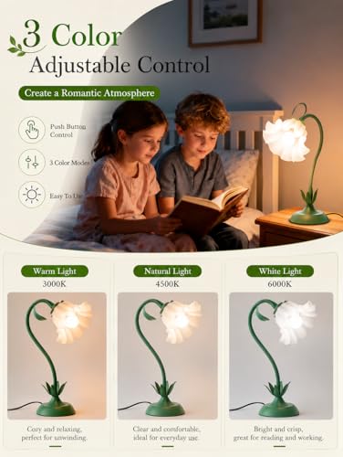 Flower Table Lamp Cute Desk Lamp for Bedroom Home Decor