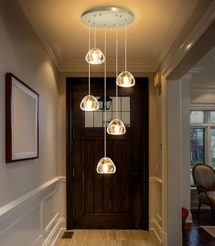 Modern LED Chandeliers Dining Room Kitchen Pendant Lights Lighting for Island Dimmable Fixtures Floating Bubble Crystal 2700K 6000K Remote Dimming 5