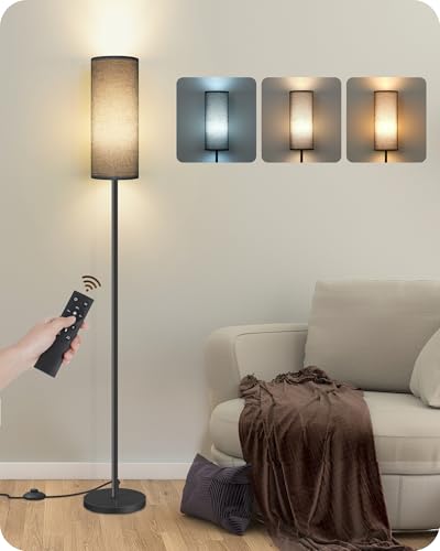 Dimmable Black Floor Lamp for Living Room with Remote and Foot Switch