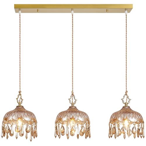 3 Light Glass Pendant Light Crystal Hanging Light Fixtures