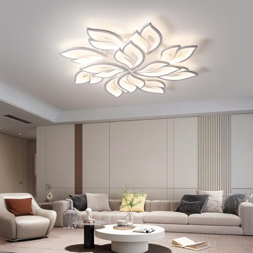 35.4" Flower Shaped Ceiling Light Dimmable Modern Ceiling Lamp Remote Control LED Lighting Fixture for Living Room Kitchen Dining Room