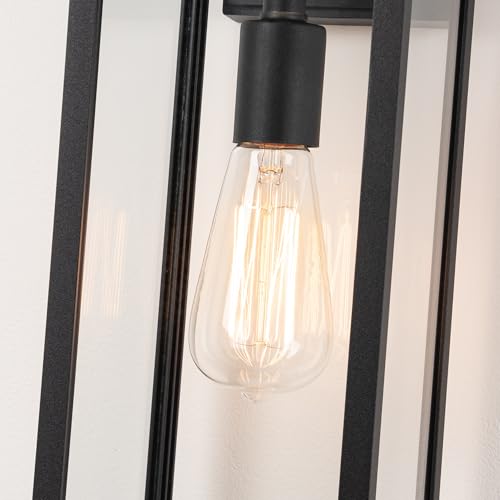 18" Classic Outdoor Wall Sconce 1 Light in Matte Black Rectangular Metal Frame and Clear Glass Shade Waterproof Porch Light Patio Light Pack of 4 (4 Count)