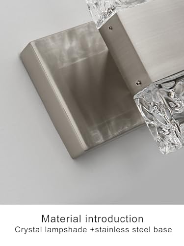 Modern Bathroom Light fixtures Brushed Nickel Dimmable Vanity Lights for Bathroom Crystal LED Bathroom Lighting fixtures Over Mirror 4 Light 6000K