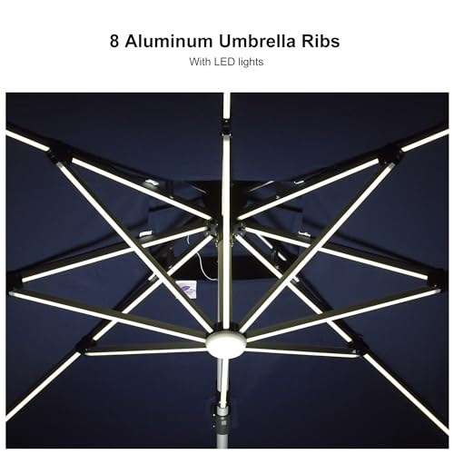 Patio Umbrella with Base 11'X11' Double Top LEDlight