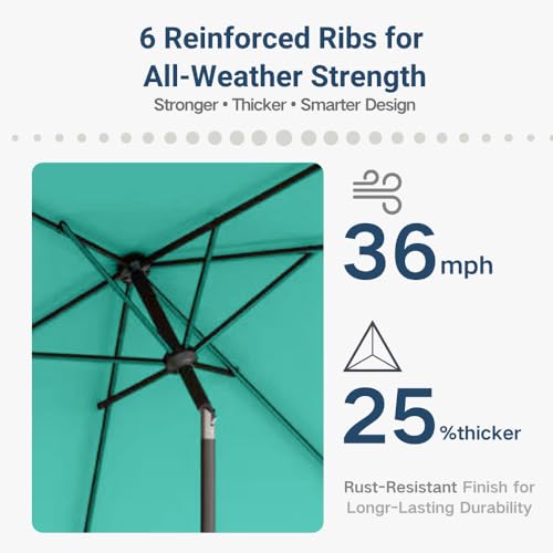 6.5' x 10' Rectangular Patio Umbrella Large Outdoor Market Umbrella w