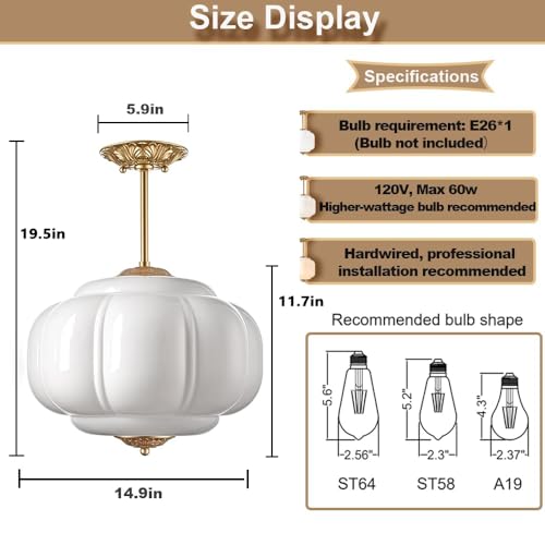 Vintage Milk Glass Ceiling Light