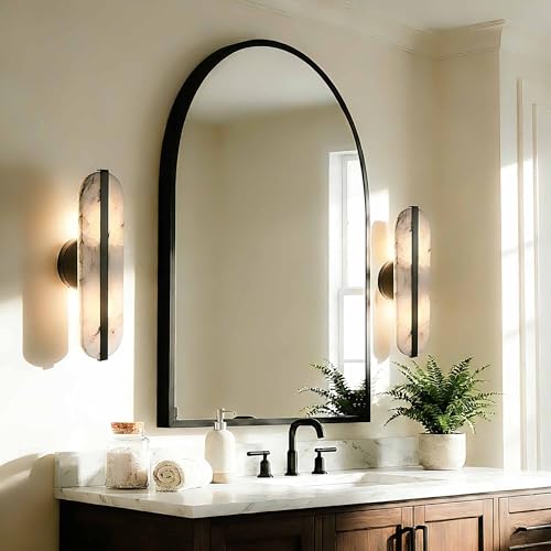 15.7in Natural Alabaster Wall Sconce Oval Marble Sconce Lighting