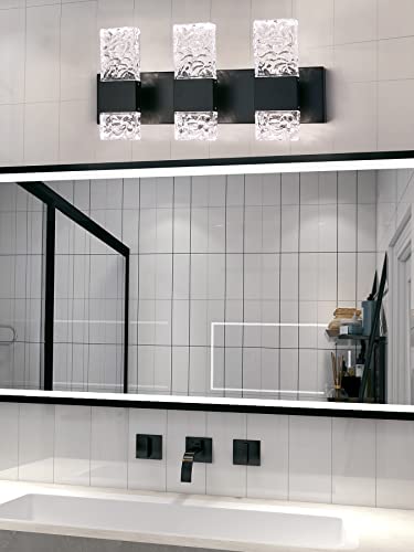 Black Bathroom Light Fixtures Crystal Bathroom Vanity Light 3 Light Over Mirror Modern LED Wall Light for Bathroom