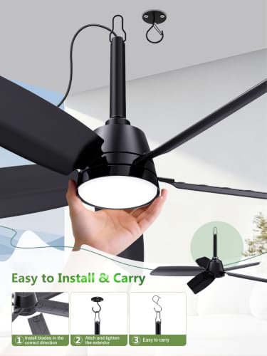 Outdoor Gazebo Ceiling Fan with Light and Remote (Black / 36 Inch)
