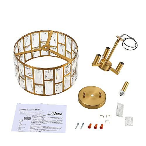Gold Finish 3LT Crystal Semi Flush Mount Ceiling Light Fixture