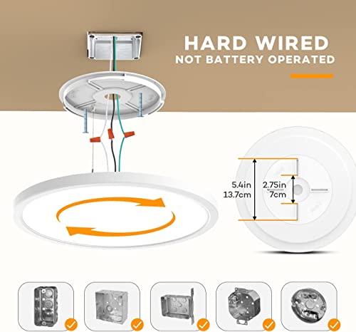 LED Flush Mount Ceiling Light Fixture with Remote Control