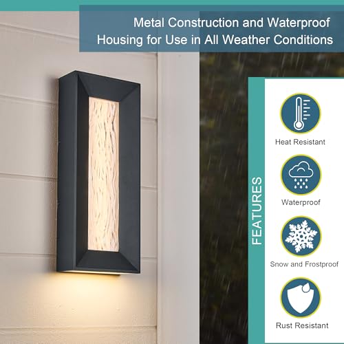 Modern 15in LED Outdoor or Indoor Wall Light with Cast Art Glass