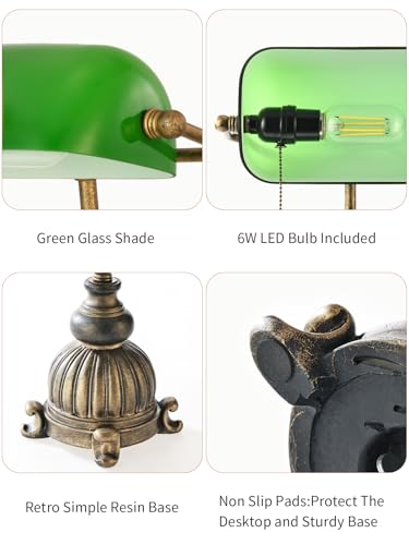 Retro Green Glass Bankers Desk Lamp