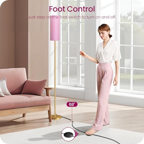 Dimmable Pink Floor Lamp for Living Room with Remote and Foot Switch