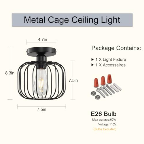 Industrial Flush Mount Ceiling Light