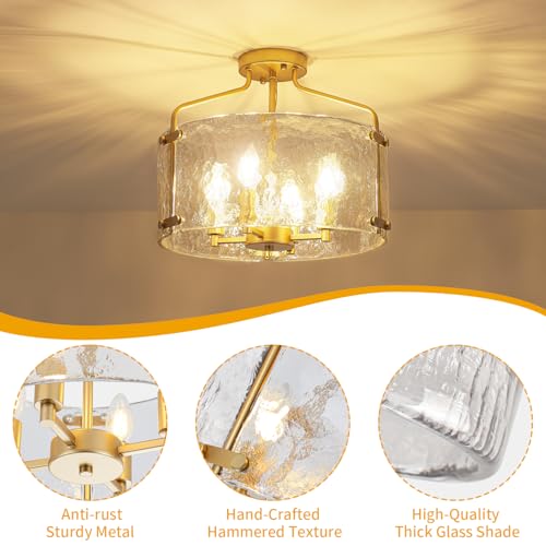 Gold Semi Flush Mount Ceiling Lights Modern Entryway Hallway Light Fixture