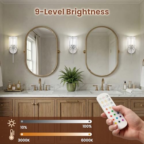 2 Pack Crystal Battery Operated Wall Sconces (2 Count)