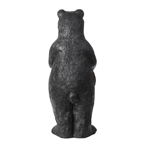 36" Tall Outdoor Standing Black Bear with Welcome Sign Yard Statue Decoration