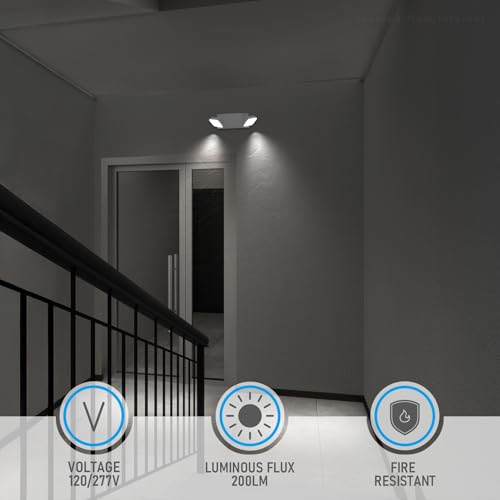 2 Pack LED Emergency Lights with Battery Backup UL Listed White (2 Count)
