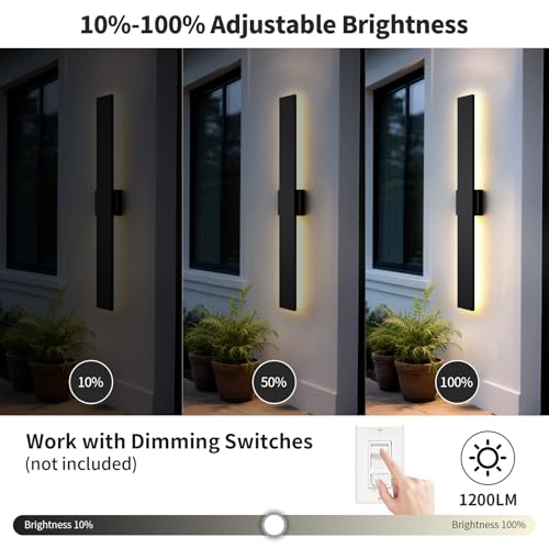 2 Pack 23.6 inch Modern LED Outdoor Wall Light
