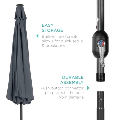 10ft Solar Polyester LED Lighted Patio Umbrella w