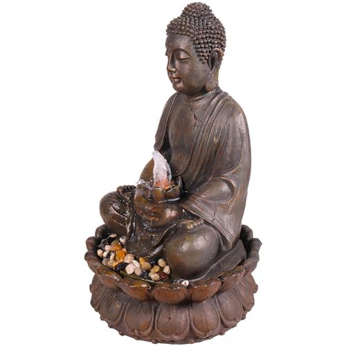 GEM122 Outdoor Floor Meditating Soothing Buddha Statue Waterfall Fountain for Garden