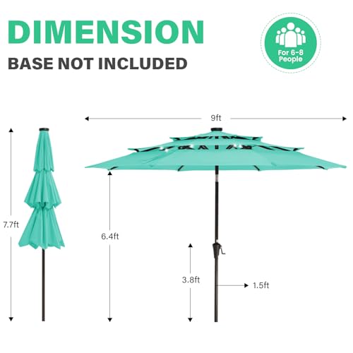9 ft 3 Tier Outdoor LED Lighted Patio Umbrella w