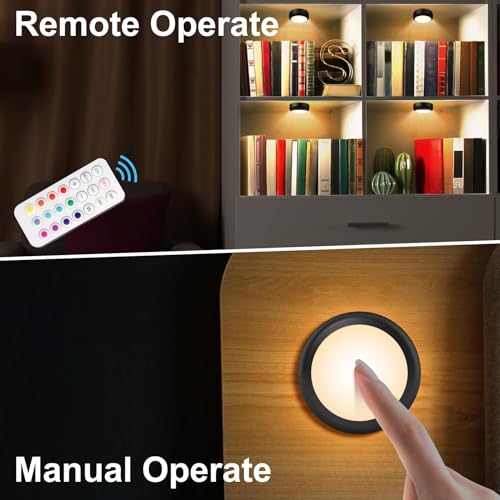 LED Puck Lights with Remote Control (6 Count)