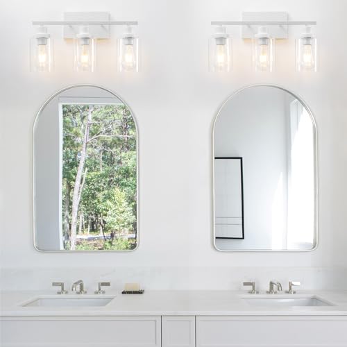 3 Light White Bathroom Light Fixtures Vanity Light Over Mirror Modern Wall Lighting Sconces Rustic Industrial Wall Lamp for Bathroom
