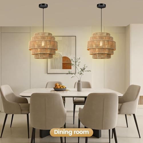5 Tier Rattan Chandelier Light