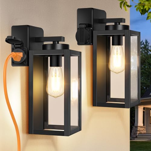 Porch Lights with Outlet (2 Count)