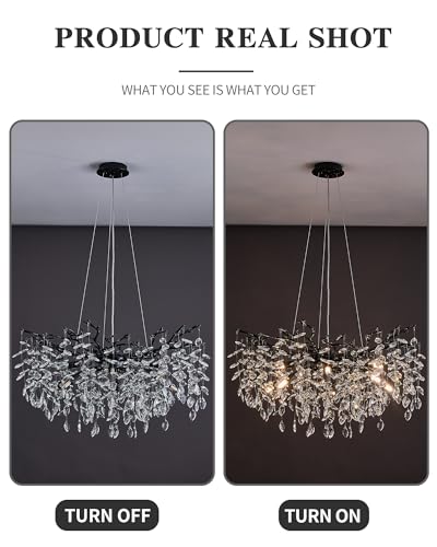 Modern Tree Branch Crystal Chandelier Luxury Black Crystal Pendant Lighting 30" Contemporary 10