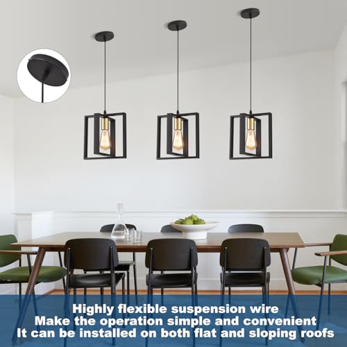 Set of 3 Rotatable Metal Frame Kitchen Island Pendant Lights (3 Count)