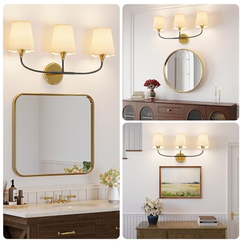 Black Gold Bathroom Light Fixtures Over Mirror (Black Gold / 3 Light)