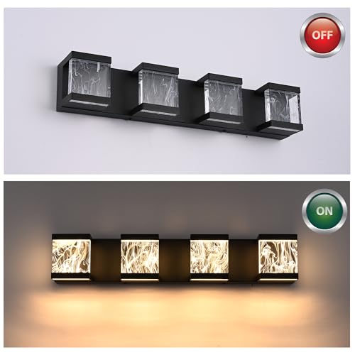 4 Lights LED Bathroom Vanity Light with Unique Smoke Acrylic Panel