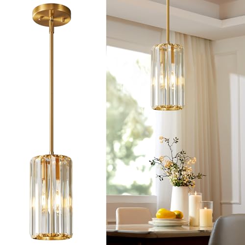 Gold Pendant Lighting Modern Pendant Light Mini Crystal Chandeliers Adjustable Pendant Light Fixture for Kitchen Island Dinning Room Corridor Bedroom