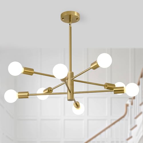 8 Light Gold Sputnik Lighting Fixture Mid Century Modern Chandelier