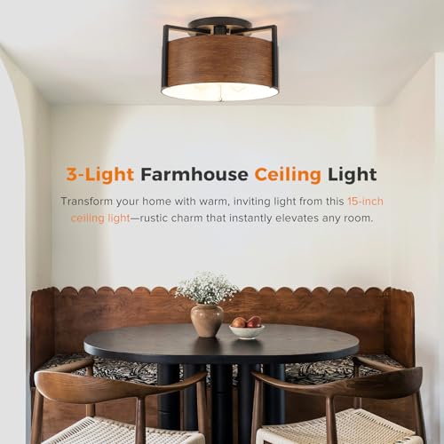 15'' Farmhouse Semi Flush Mount Ceiling Light